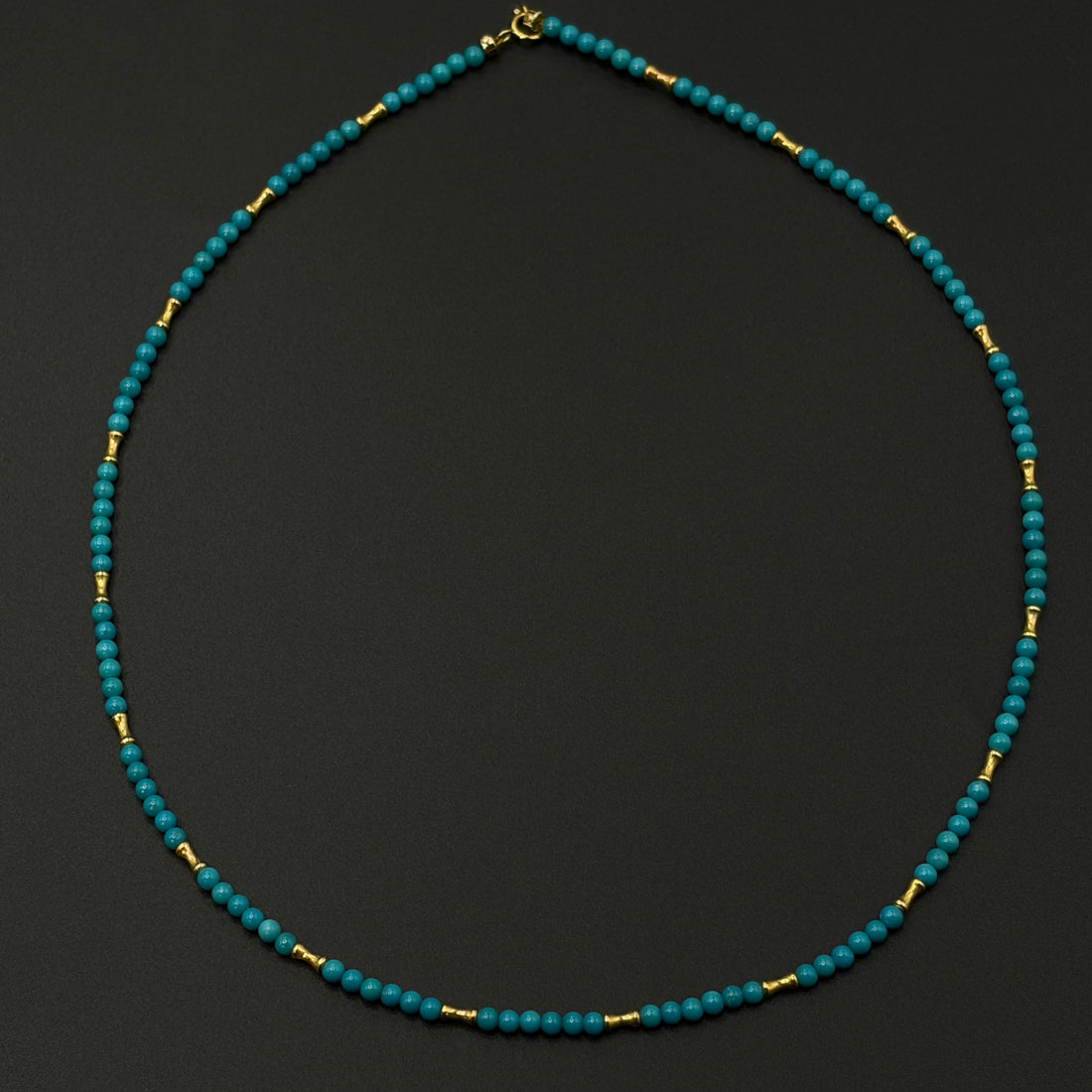 18K Turquoise Neckalce （暴力蓝原矿绿松石18K金项链）