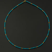 18K Turquoise Neckalce （暴力蓝原矿绿松石18K金项链）