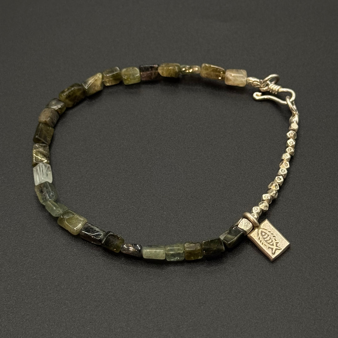 Green Agate Silver Bracelet