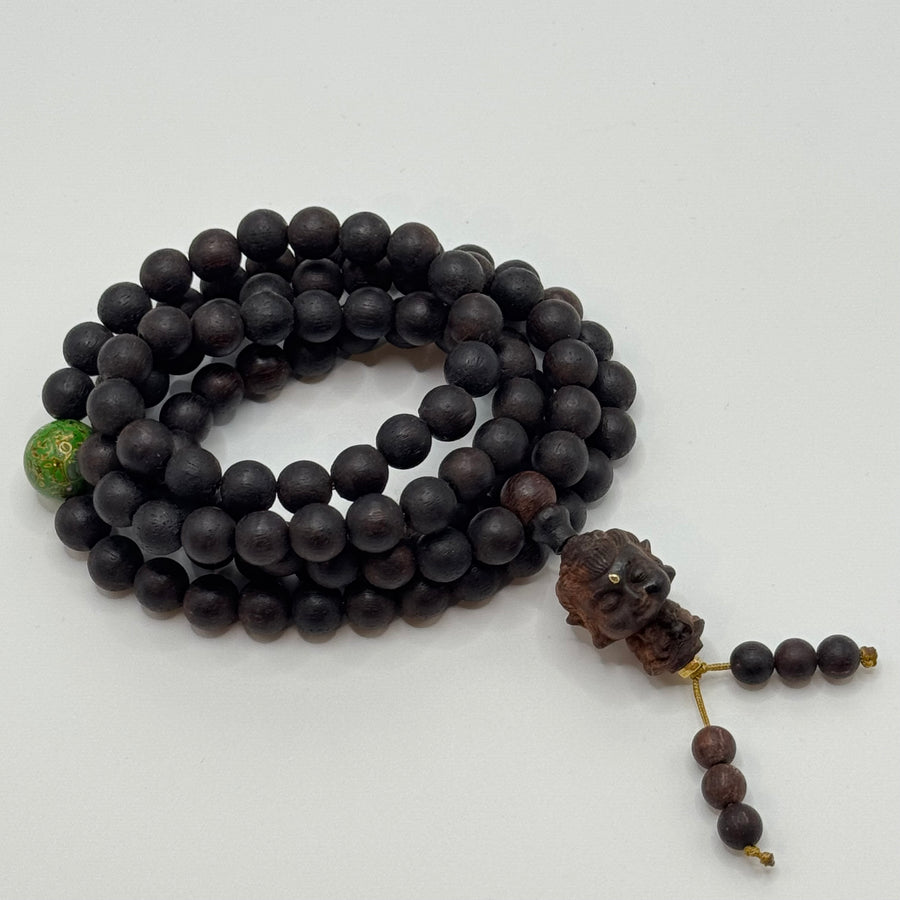 108 Rosewood prayer beads & Akasagarbha Bodhisattva& Lacquer Bead （降真香108颗& 虚空藏菩萨&大漆珠）