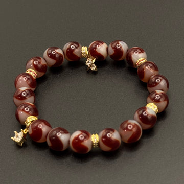 Tiger teeth Dzi Bead(虎牙巴西玛瑙天珠手串）