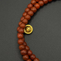 Southred Agate 108 beads（锦红南红老型珠 108 颗&猛犸五条经文&驼骨三通&白水晶背云）