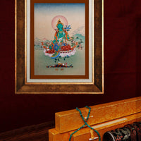 Bodhisattva Tara Green Thangka Painting Rare Item
