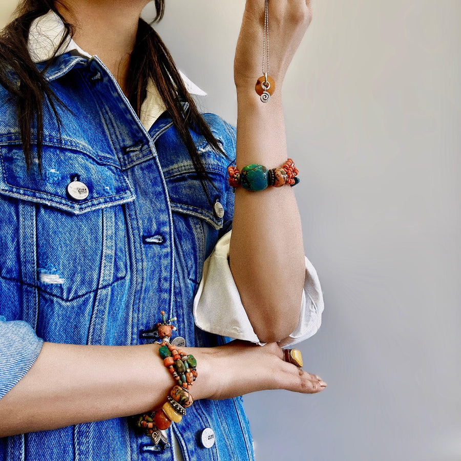 Amber & Red Coral Bracelet - BTSAN PO