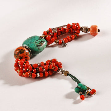 Red Coral Turquoise Bracelet