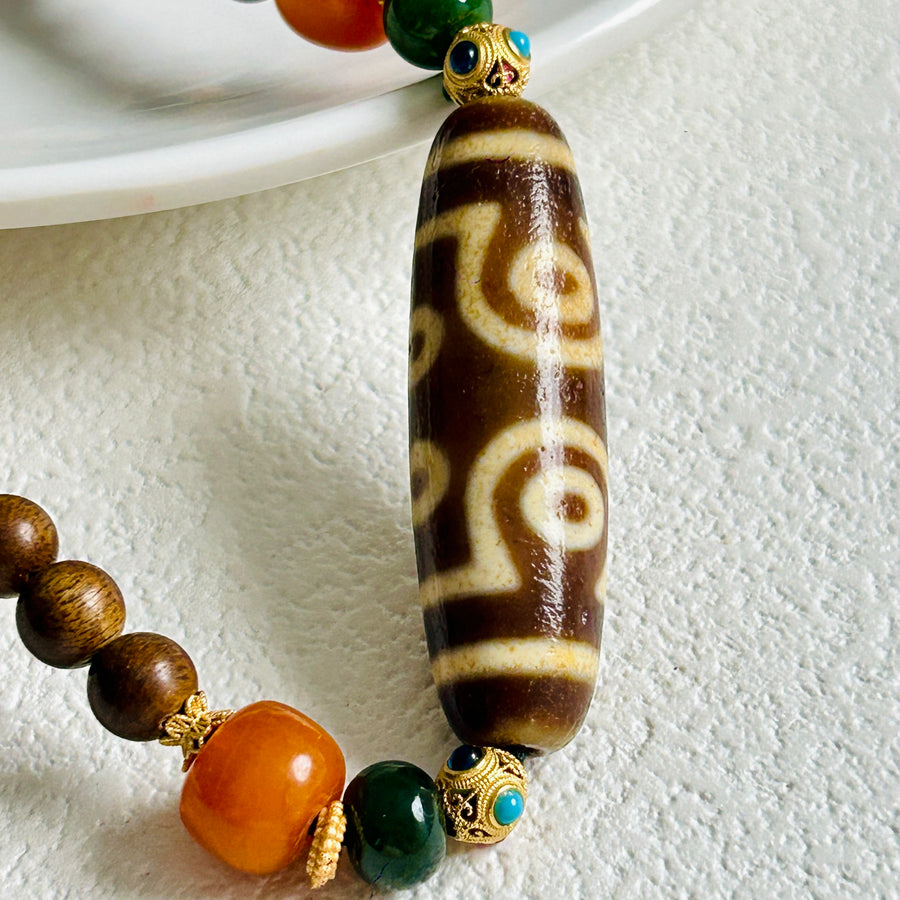 Seven-Eyed Dzi Beads Necklace