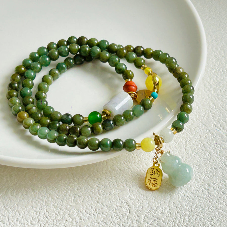 Three Circle Hetian Jade Bracelet