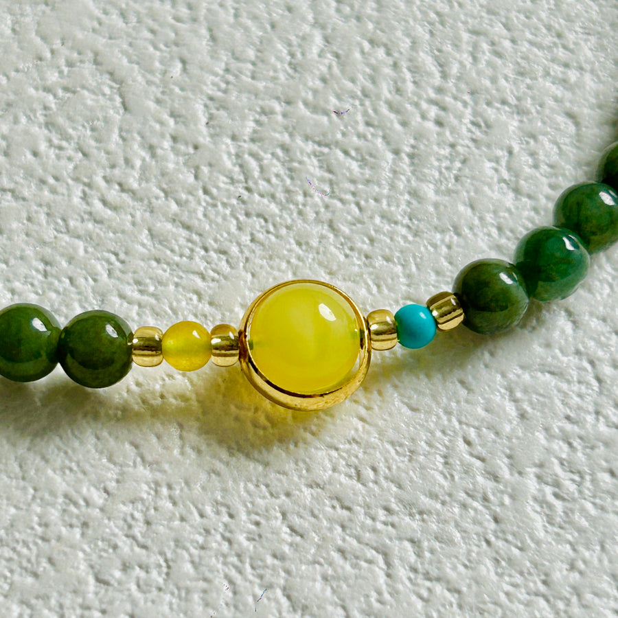 Three Circle Hetian Jade Bracelet