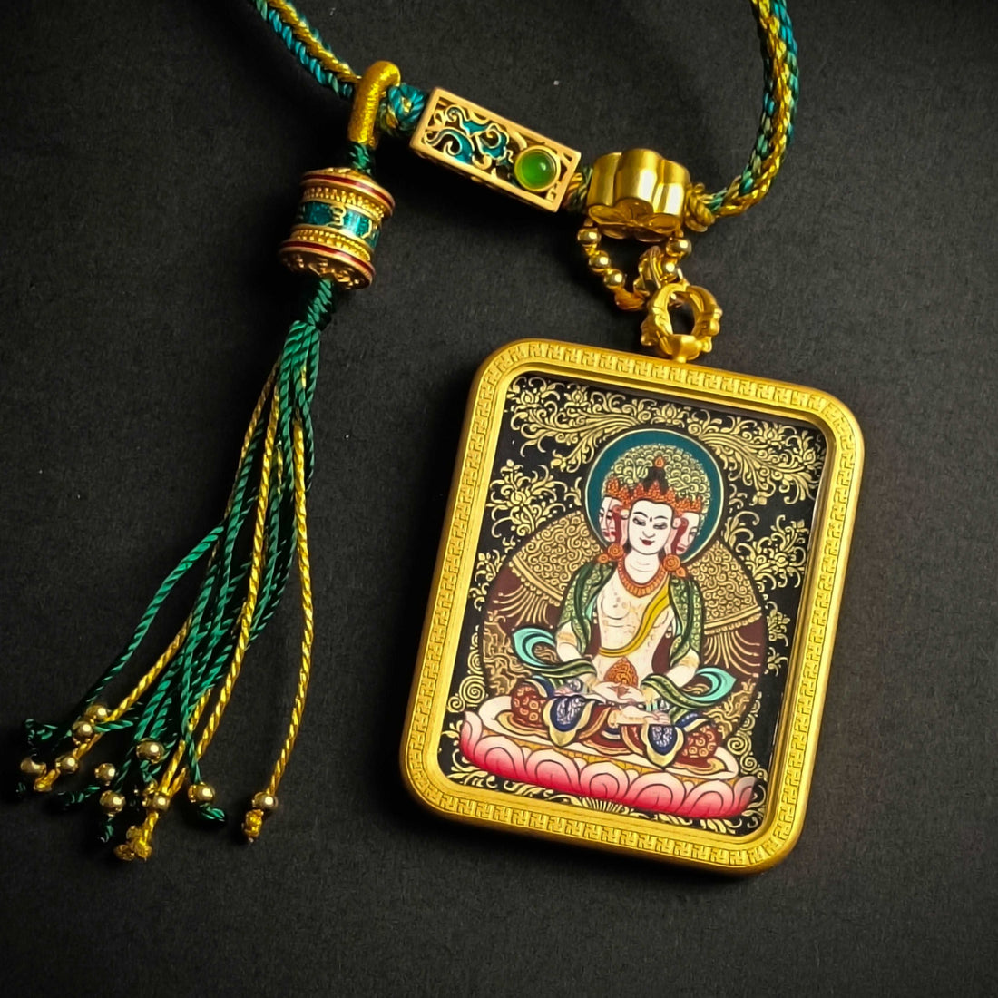 Dainichi Buddha Square Pendant Thangka