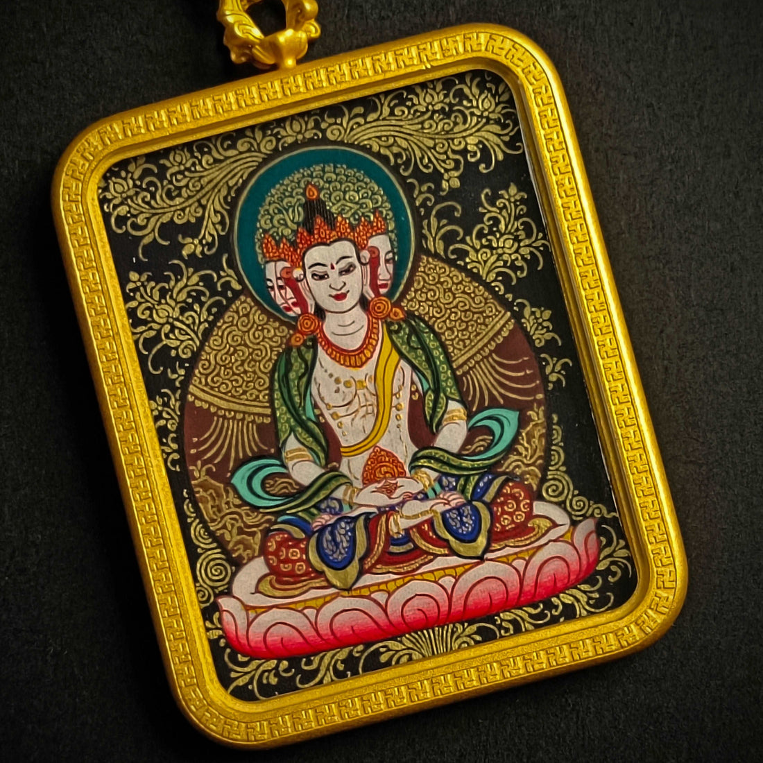 Dainichi Buddha Square Pendant Thangka