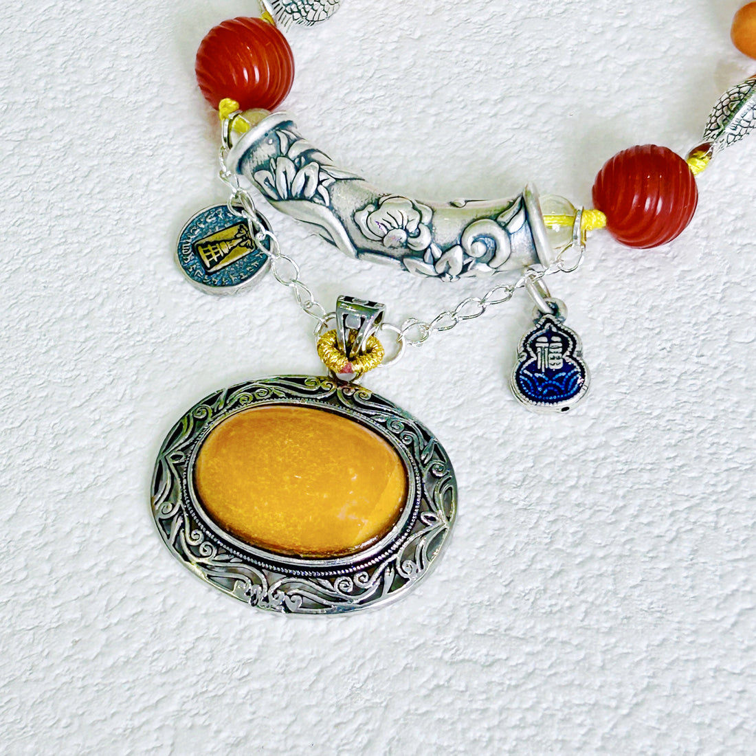 Old Amber&old Silver Necklace