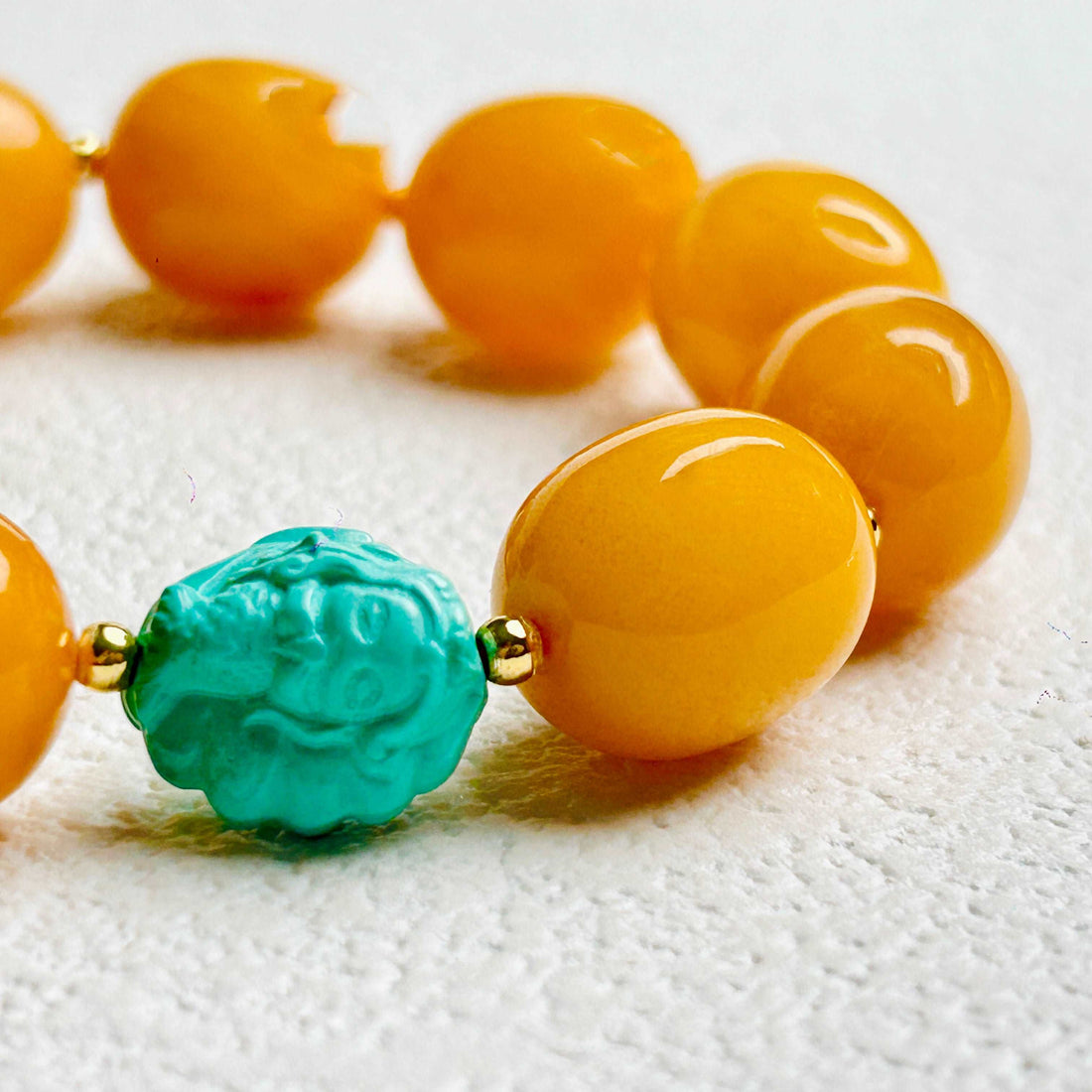 Jujube Bead Peony Flower Amber Bracelet