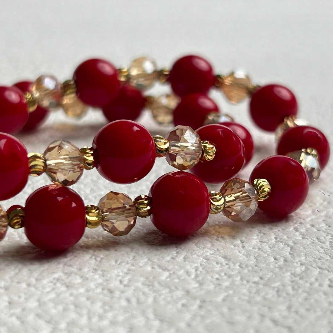 Red Crystal Double Circle Bracelet