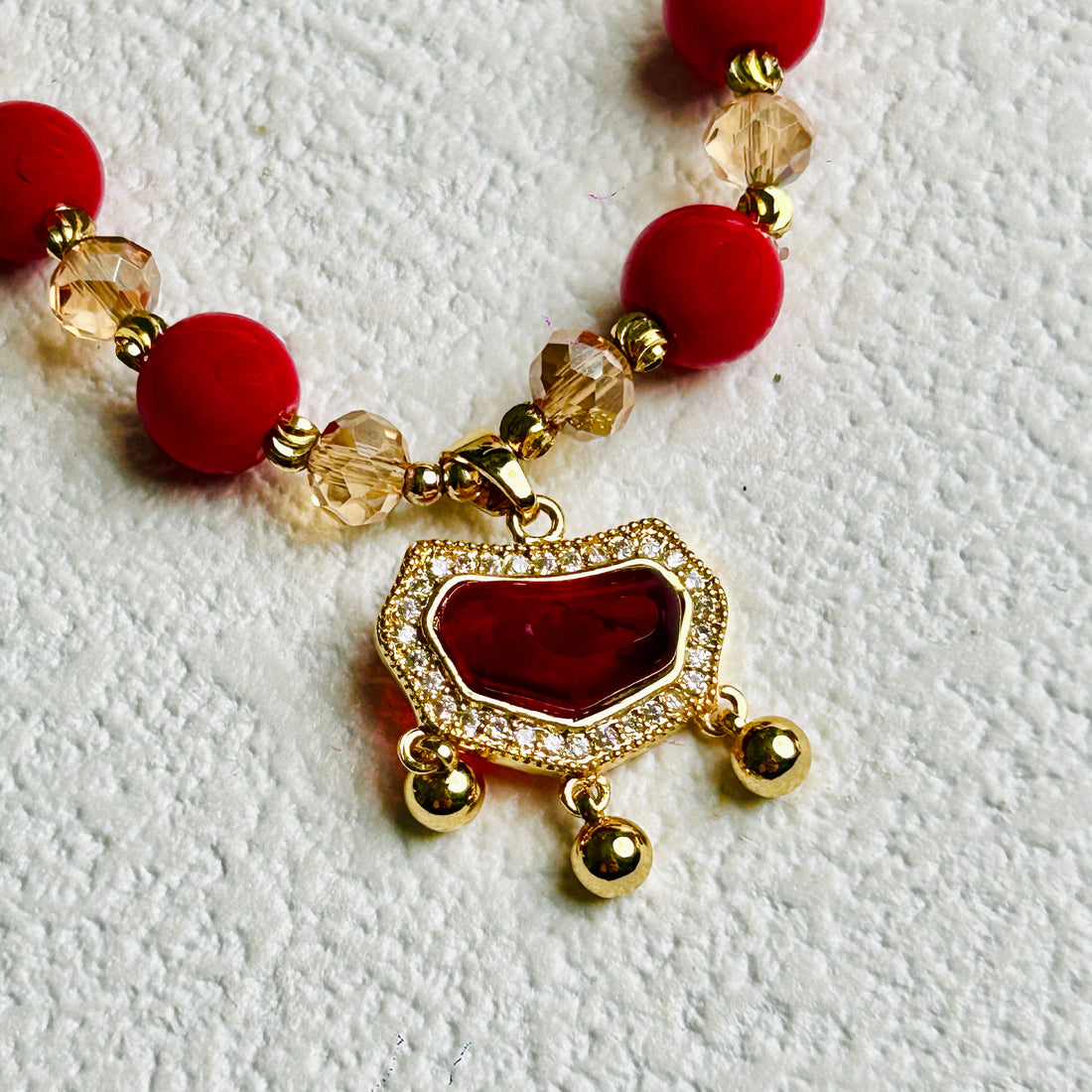 Red Crystal Double Circle Bracelet