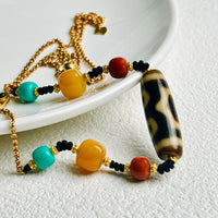 Three-Eyed Dzi Bead Necklace