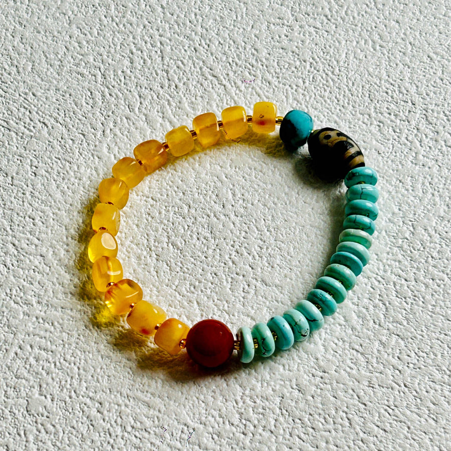 Dzi Amber Turquoise Bracelet