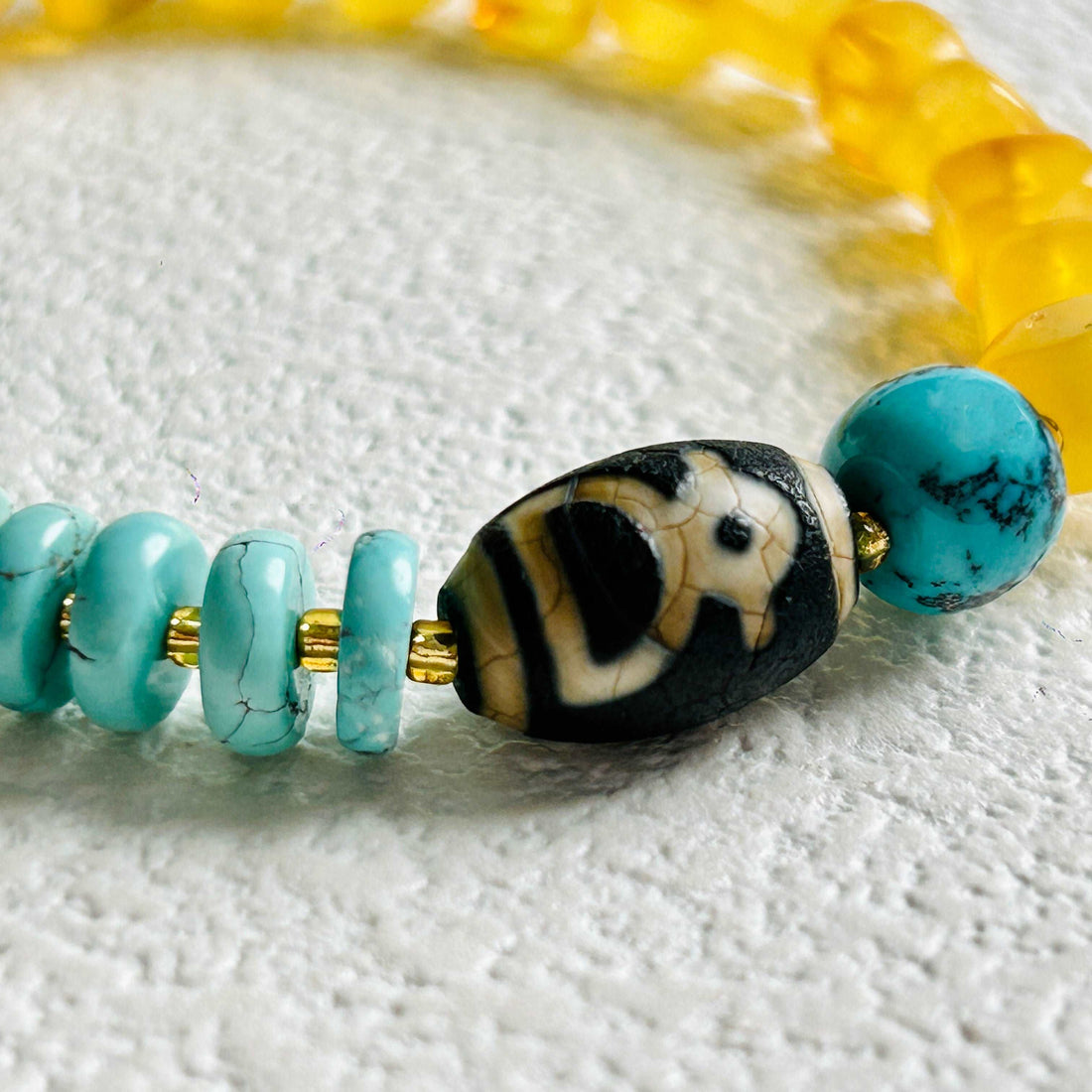 Dzi Amber Turquoise Bracelet