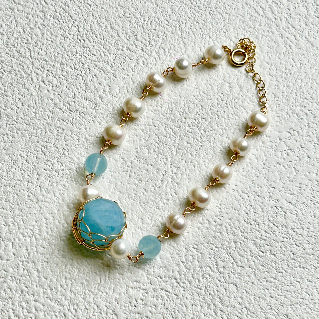 Super Large Aquamarine Pearl Bracelet