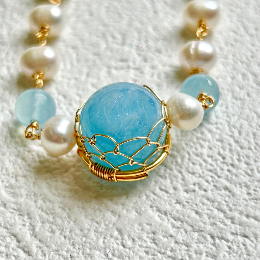 Super Large Aquamarine Pearl Bracelet