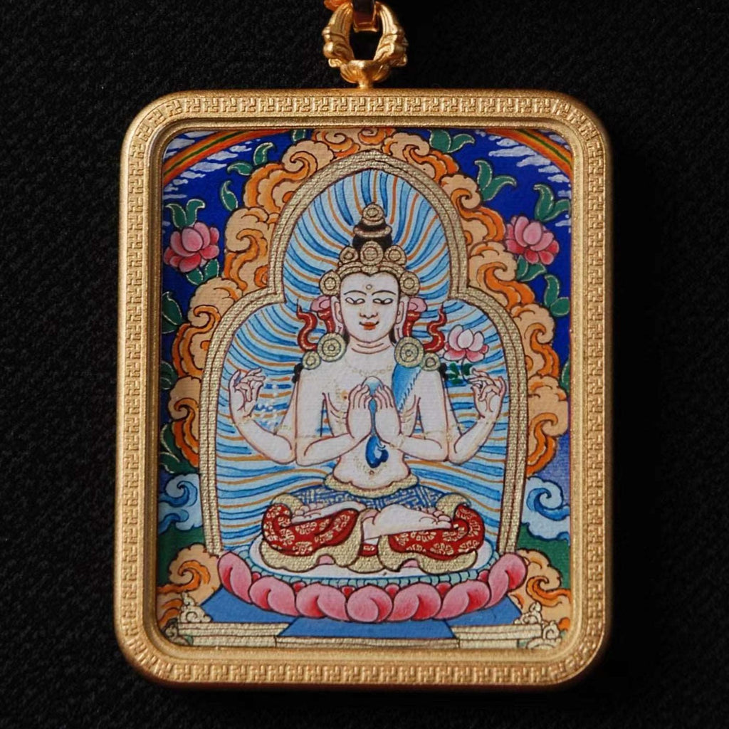 Four Hands Avalokiteshvara Thangka Over Cloth