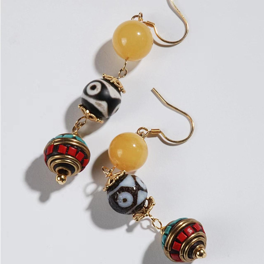 Three-eyed Dzi Bead Earing