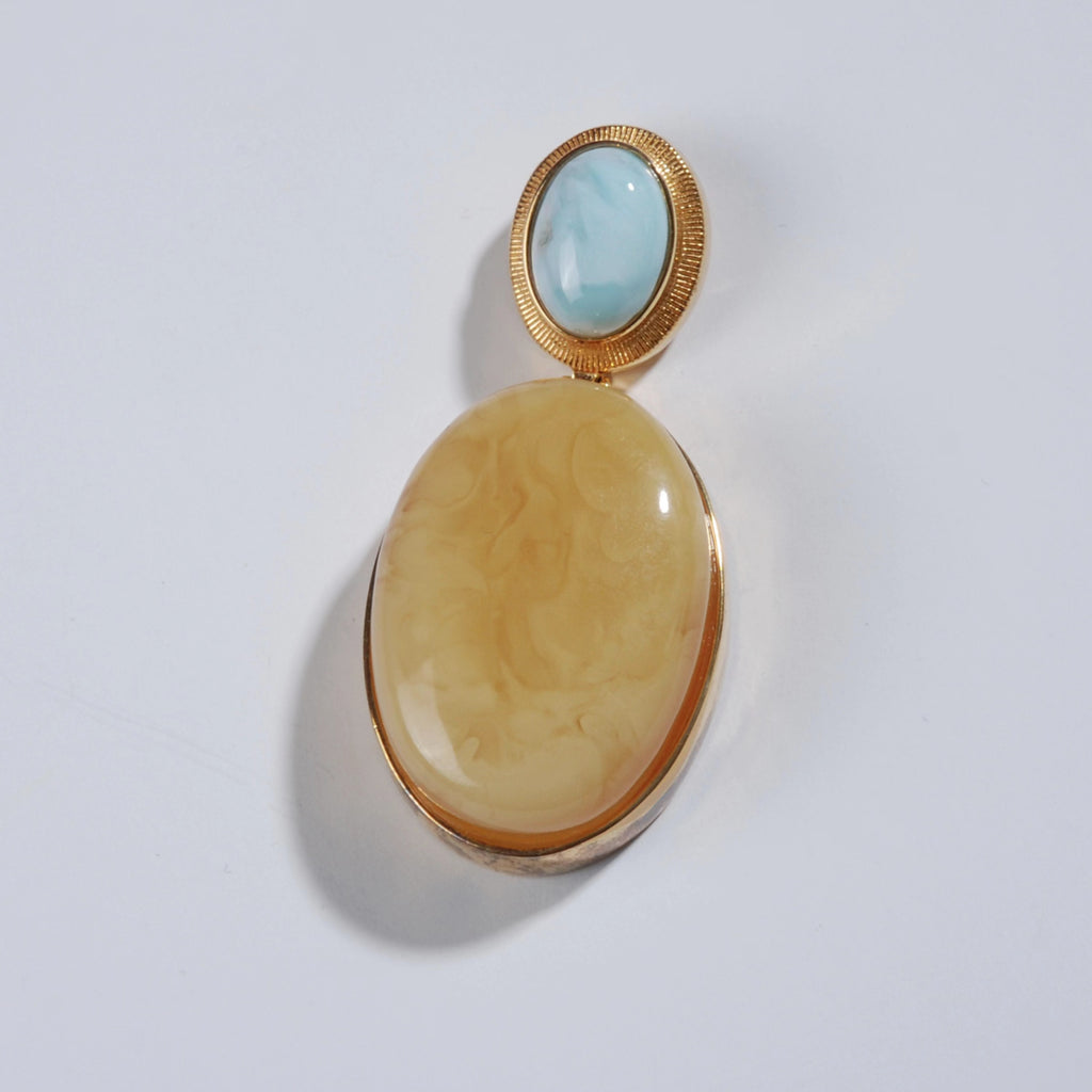 Larimar Amber Pendant 