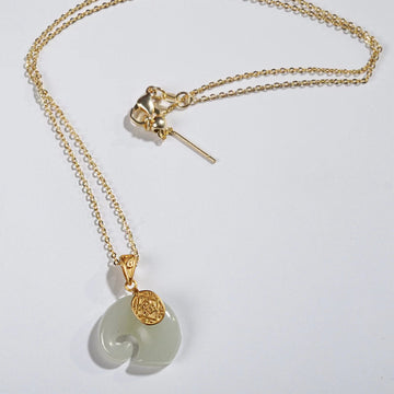 White Jade Elephant Necklace 