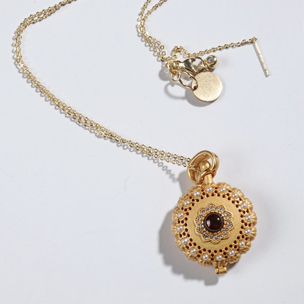 Garnet Incense Pendant Necklace
