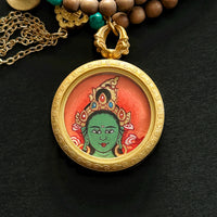 Hand-painted Bodhisattva Tara Green Thangka Bracelet（绿度母唐卡）