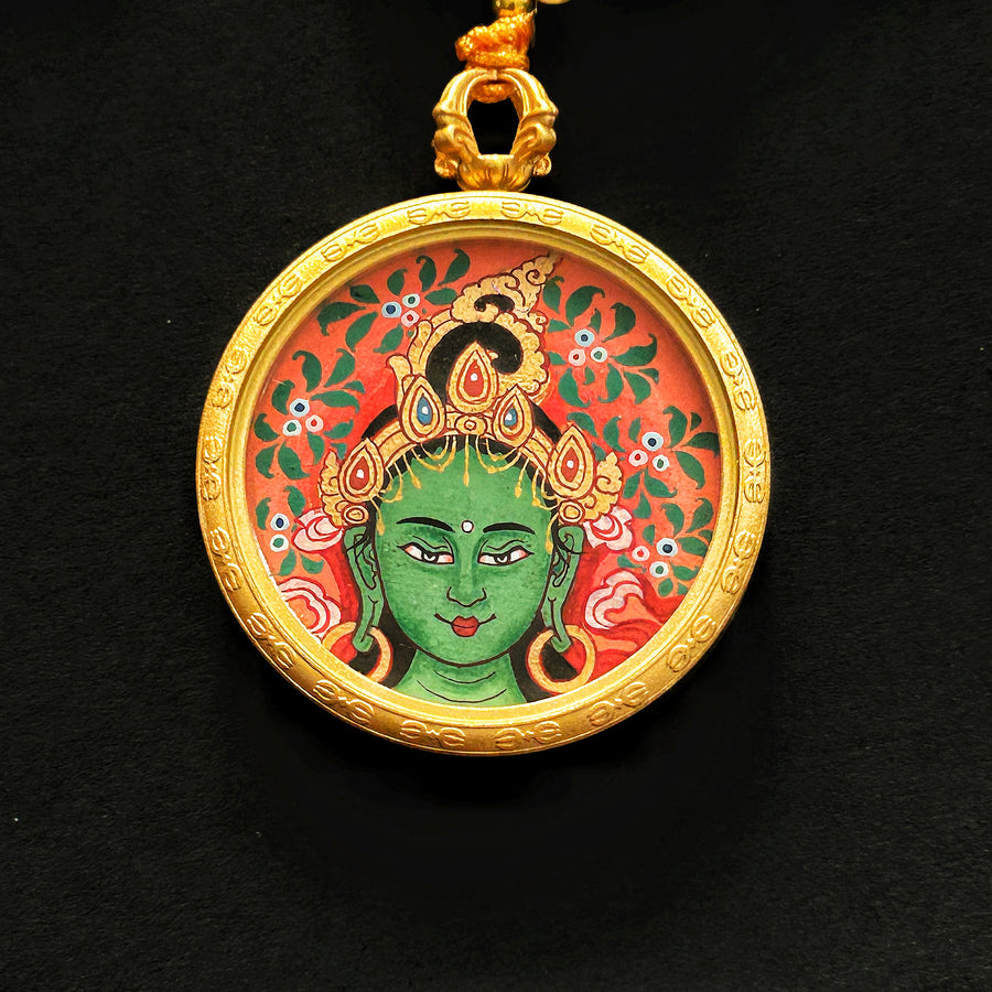 Bodhisattva Tara Green Thangka Necklace - BTSAN PO