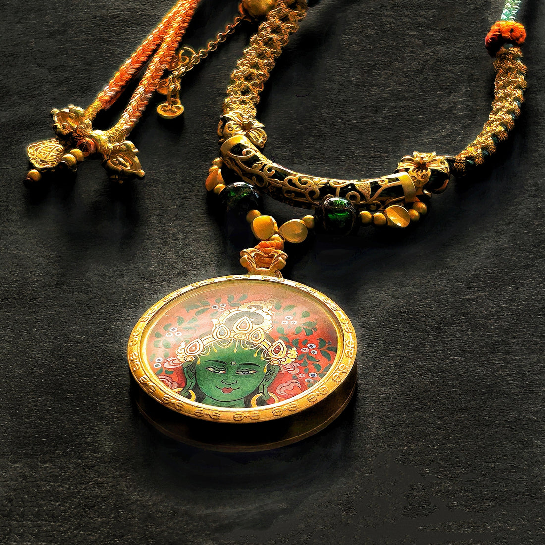 Bodhisattva Tara Green Thangka Necklace - BTSAN PO