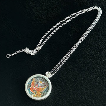 Nine-tailed Fox Thangka Silver Chain Necklace