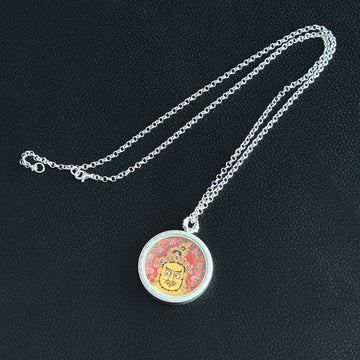 Jambhala-Yellow Silver Chain Thangka Necklace