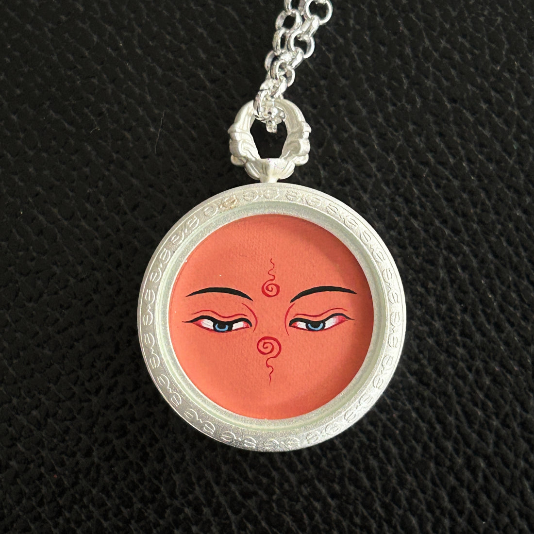 Amitayus Buddha's Eye Thangka Silver Chain Necklace