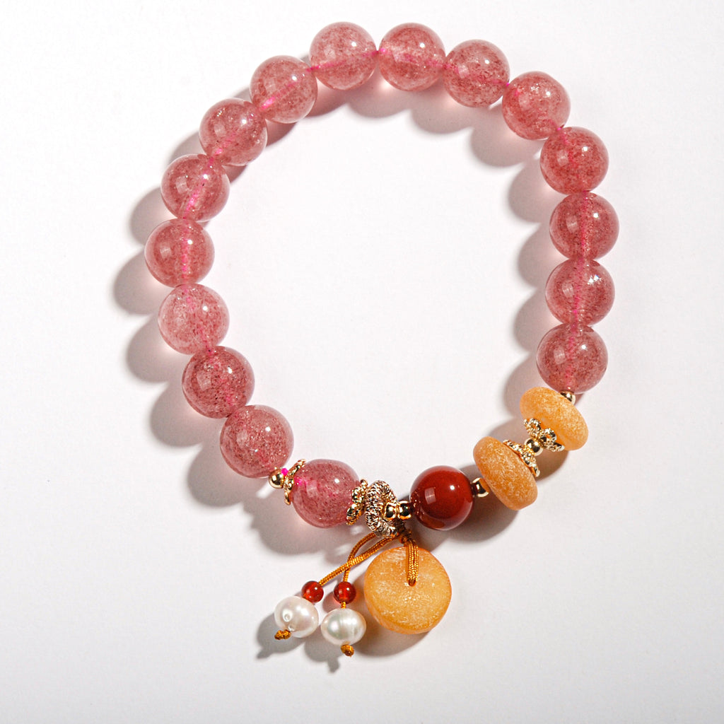 Strawberry Quartz Amber Bracelet - BTSAN PO