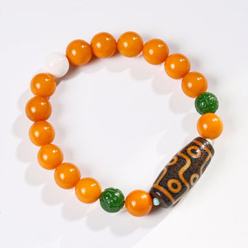 Nine-eyed Dzi Bead Jade Bracelet - BTSAN PO