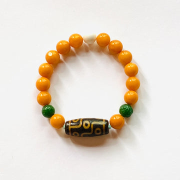 Nine-eyed Dzi Bead Jade Bracelet