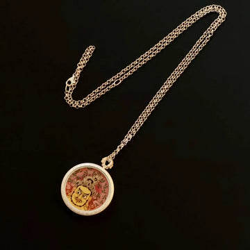 Jambhala-Yellow Silver Chain Thangka Necklace（黄财神银链唐卡）