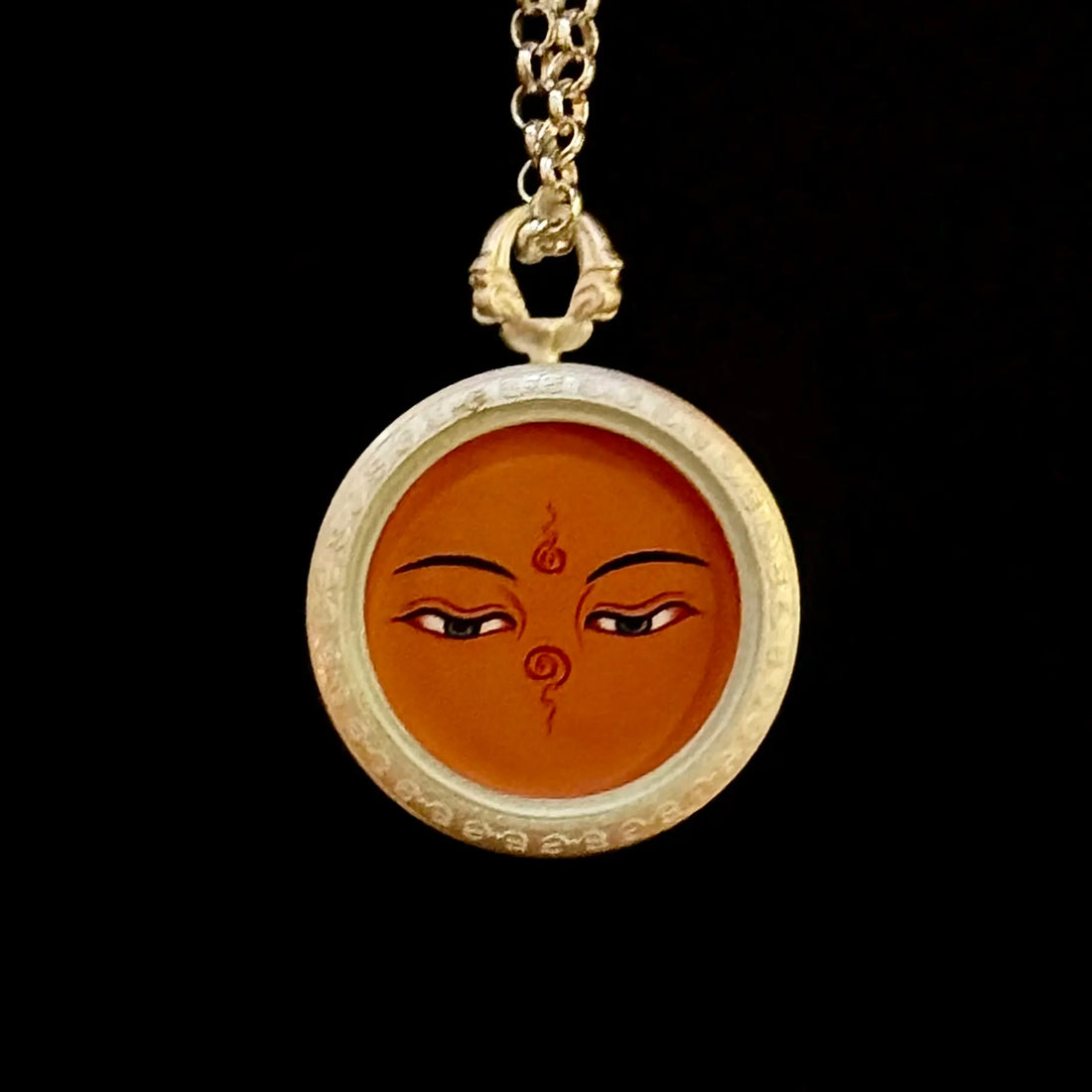 Longevity Buddha's Eye Thangka Silver Chain Necklace（长寿佛法眼银链吊坠）