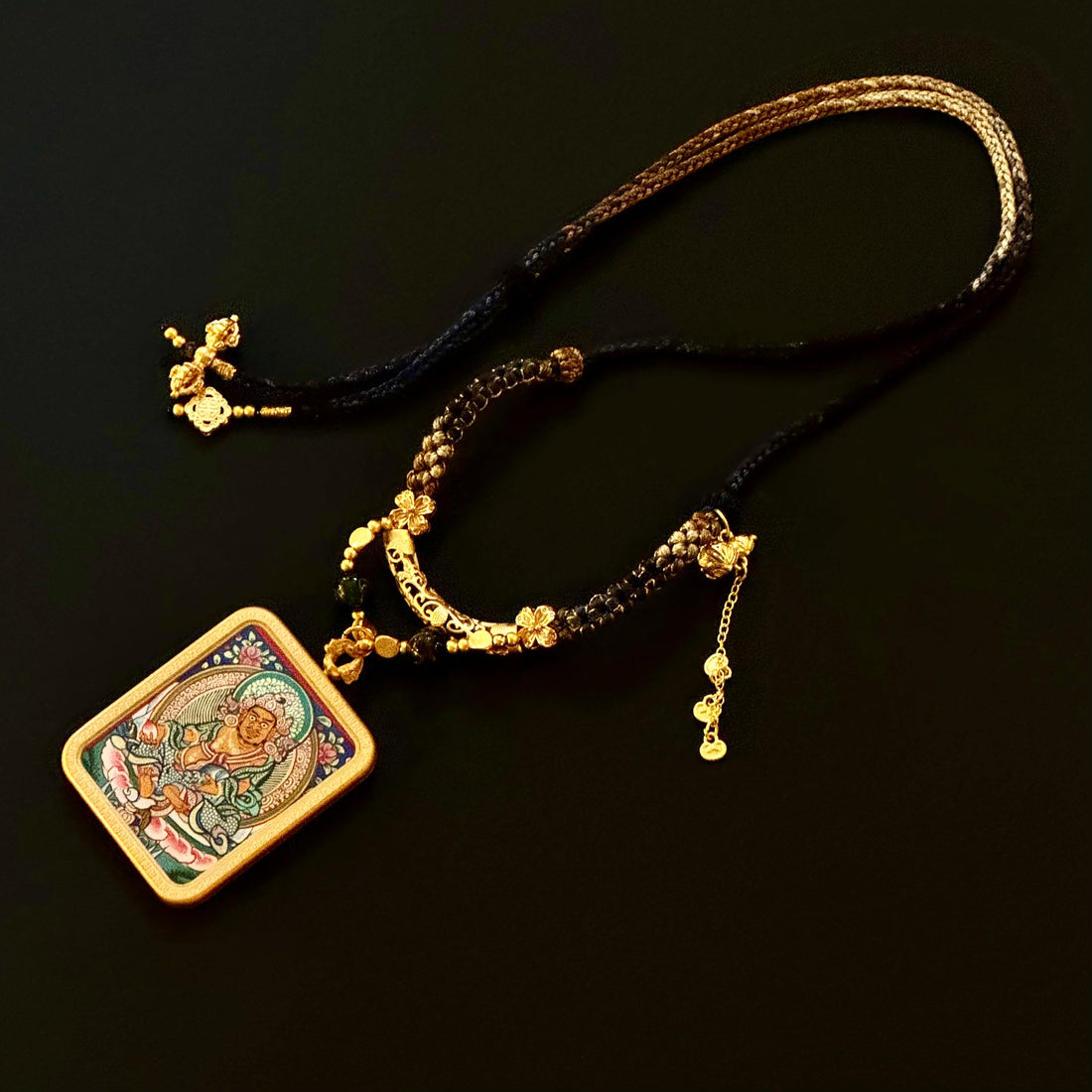 Jambhala-yellow Thangka pendant