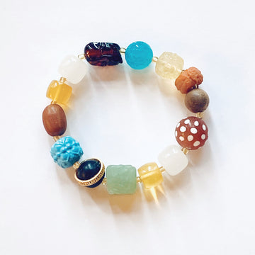 Succinum Amber Pixiu Multi Treasure Bracelet