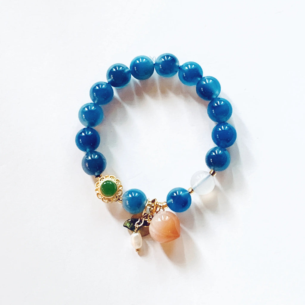 Blue Sugar Heart Agate Bracelet