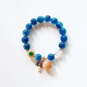 Blue Sugar Heart Agate Bracelet