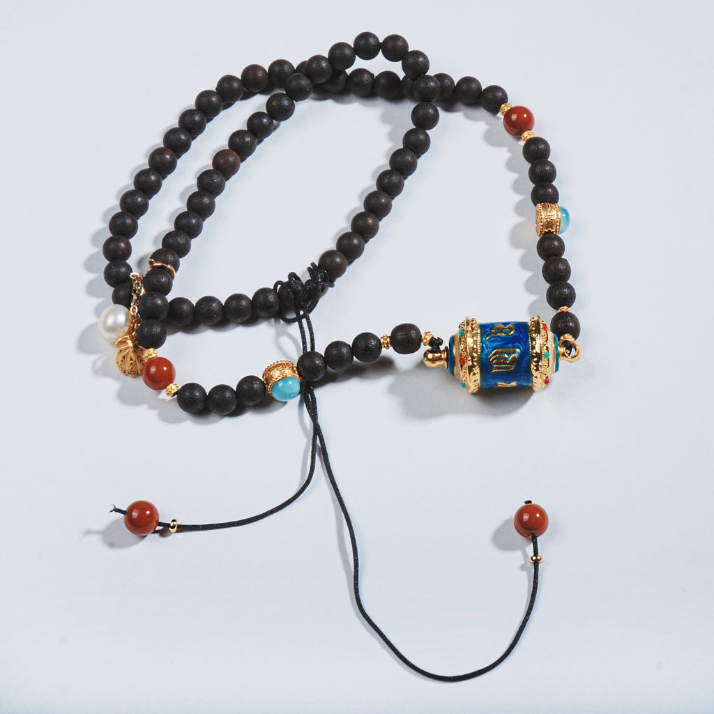 Rosewood Prayer Wheel Necklace