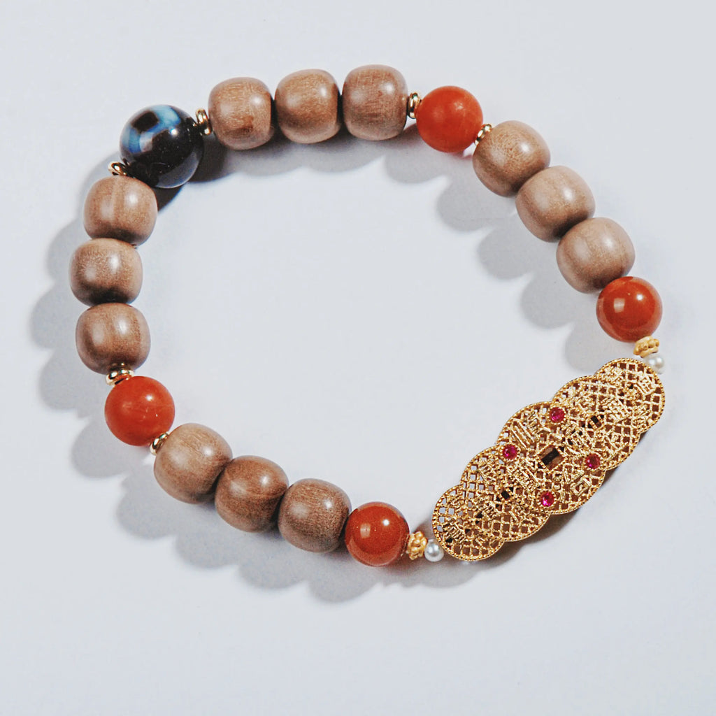 White Sandalwood Five Emperors Money Bracelet