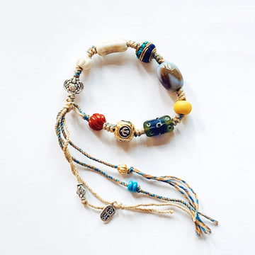 Agate Dzi Bead Bracelet