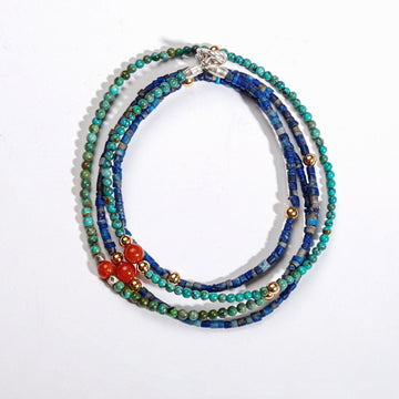 Turquoise Lapis Lazuli Four-Circle Bracelet