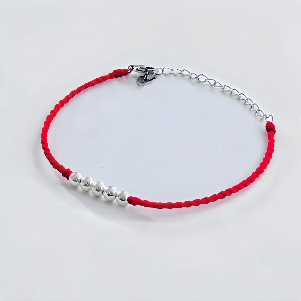 Five Silver Beads Red String