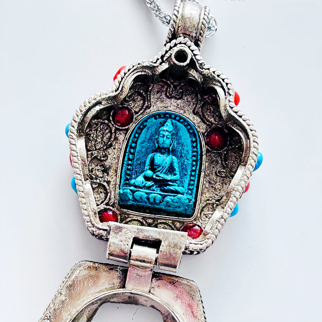 Bodhisattva Tara Green 925 Silver Chain Ghau box Pendant