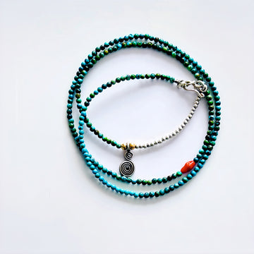 Turquoise Silver Bead Three Circle Bracelet